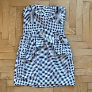 CLUB MONACO STRAPLESS DRESS MICRO DOTS